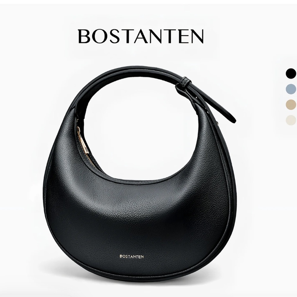 Black Crescent Shoulder Bag Faux Leather